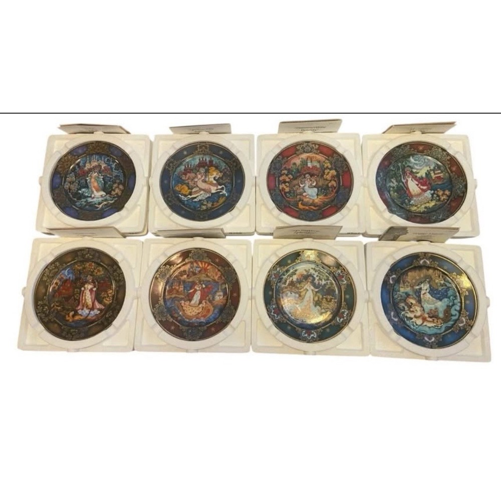Russian Porcelain Plates-The Legend of the Snowmaiden-Full‎ Set of 8-with COAs